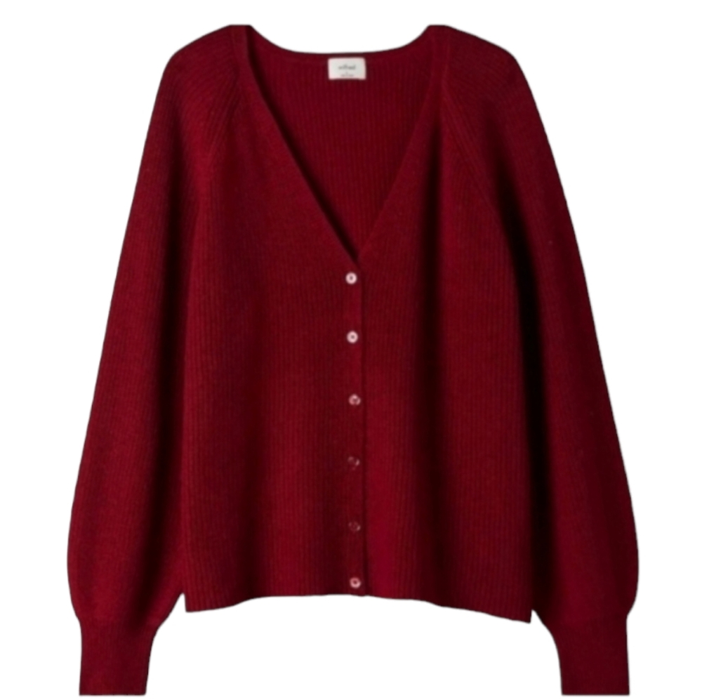 Wilfred (Aritzia) Women's Granada Cardigan Sweater Red Wool Blend Size Small